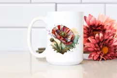 Colorful Stained Poppy | Watercolor Clipart Product Image 2