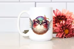 Washed Hummingbird Portrait Smiling | Clipart Product Image 2