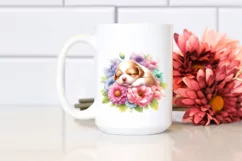 Colorful Cute Puppy Sleeping in Flower Product Image 2