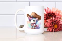 Cute Baby Unicorn Cowboy Watercolor Clipart Product Image 2