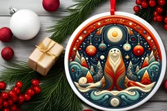 Round Christmas Ornament Sublimation|Clipart Product Image 2