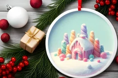 Molten Candy Christmas Scene Round Sublimation PNG Product Image 2