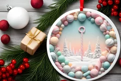 Molten Candy Christmas Scene Round Sublimation PNG Product Image 2