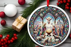Round Christmas Ornament Sublimation|Clipart Product Image 2