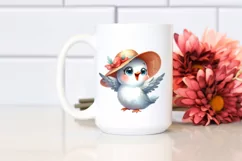 Watercolor Funny Dove with Sun Hat Clipart Product Image 2