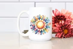 Colorful Pastel Sun Zinnia Frame | Sublimation | Clipart Product Image 2