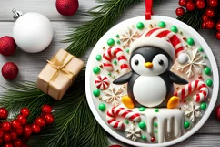 Round Christmas Ornament Sublimation|Clipart Product Image 1