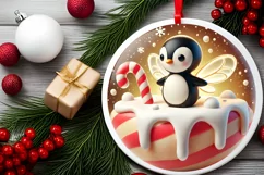 Round Christmas Ornament Sublimation|Clipart Product Image 1