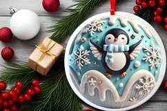 Round Christmas Ornament Sublimation|Clipart Product Image 1