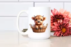 Smiling Eyes Egg Basket Baby Highland Cow | Clipart Product Image 2
