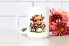 Smiling Eyes Egg Basket Baby Highland Cow | Clipart Product Image 2