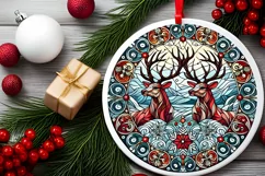 Round Christmas Ornament Sublimation|Clipart Product Image 2