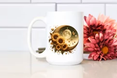 Vintage Half Moon with Sunflowers, Transparent PNG Product Image 2