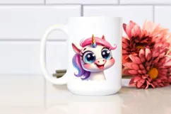 Simple Funny Expressive Unicorn Watercolor PNG Product Image 2
