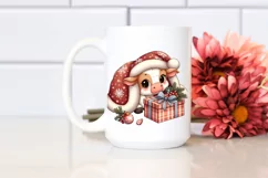 Cute Baby Cow Hiding Behind Gift Box, Winter PNG Product Image 2