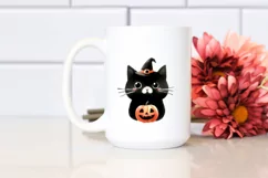 Simple Funny Halloween Black Cat, PNG Product Image 2