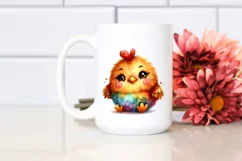 Smiling Baby Plush Chicken Watercolor Clipart Product Image 2