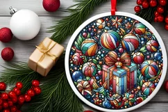 Round Christmas Ornament Sublimation|Clipart Product Image 2