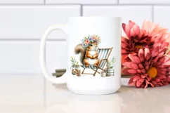 Young Squirrel Sitting on Beach Chair with Flowers Product Image 2