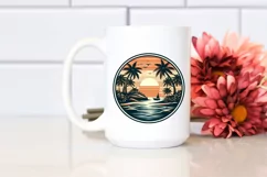 Vintage Tropical Island Sunset Clipart Product Image 2