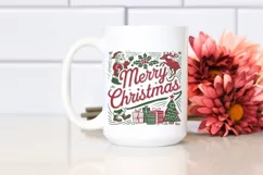 Retro Merry Christmas Clipart PNG Product Image 2
