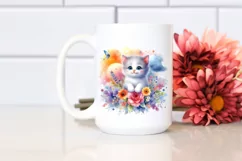 Baby Cat Colorful Watercolor Clipart Product Image 2