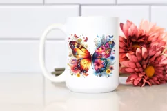 Retro Butterfly Flowers Clipart | Sublimation Product Image 2