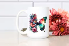 Retro Butterfly Flowers Clipart | Sublimation Product Image 2