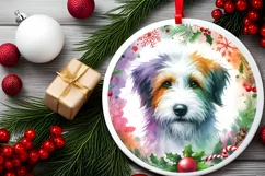 Round Christmas Dog Ornament Sublimation PNG Product Image 2