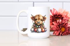 Cute Highland Cow Wrapped in Christmas Ornaments Product Image 2