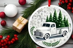Round Christmas Ornament Sublimation|Clipart Product Image 1