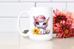 cute Watercolor Unicorn with Daffodil Splash | Sublimation | Product Image 2