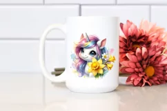 cute Watercolor Unicorn with Daffodil Splash | Sublimation | Product Image 2