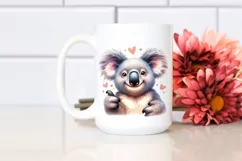 Funny Cute Koala Love Sign Watercolor Portrait Product Image 2