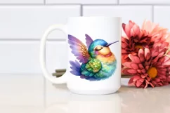 Vibrant Watercolor Moon with Flowers and Clouds Product Image 2