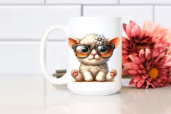 Funny Baby Cat Lamb with Sunglasses PNG Product Image 2