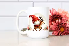 Vibrant Watercolor Christmas Gnome Riding a Deer PNG Product Image 2