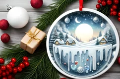 Round Winter Scene with Love and Joy Sublimation PNG Product Image 2