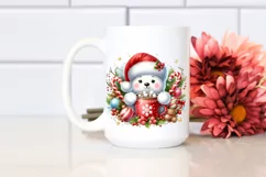 Cute Little Polar Bear with Santa Hat PNG Product Image 2