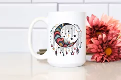 Colorful Retro Half Moon with Sunflowers Clipart PNG Product Image 2