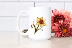 Wooden Stained Narcissus Clipart Product Image 2