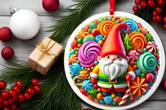 Round Christmas Ornament Sublimation|Clipart Product Image 1