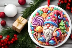 Round Christmas Ornament Sublimation|Clipart Product Image 1