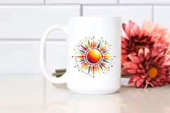 Colorful Watercolor Sun Sticker Clipart Product Image 2