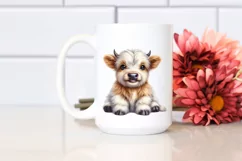 Cute Smiling Baby Highland Cow | Clipart Product Image 2