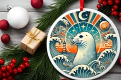 Round Christmas Ornament Sublimation|Clipart Product Image 1