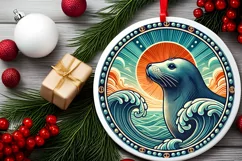 Round Christmas Ornament Sublimation|Clipart Product Image 1