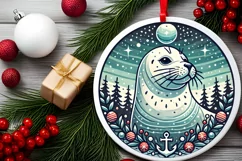 Round Christmas Ornament Sublimation|Clipart Product Image 1