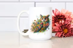 Vibrant Watercolor Owl PNG Product Image 2