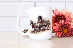Watercolor Vintage Horse Wagon PNG Product Image 2